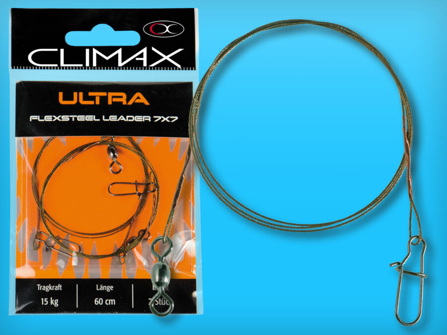 Bas de ligne acier Climax Ultra FlexSteel 7×7 V2A – 20 kg | 60 cm – Spécial gros carnassiers