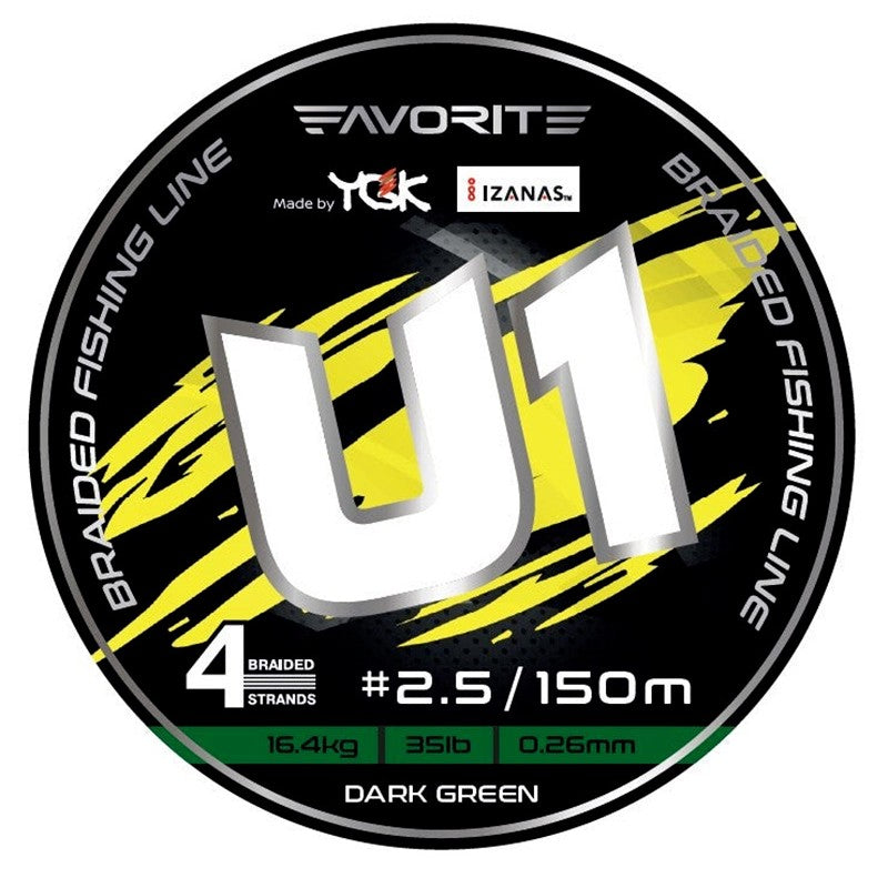 Tresse FAVORITE U1 Dark Green – 150 m | 0,153 mm – 4,8 kg – Précision & Sensibilité