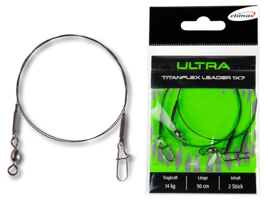 Bas de Ligne Ultra TitanFlex 6 kg 50 cm 1×7 – Climax – Fil de Titane Haute Sécurité