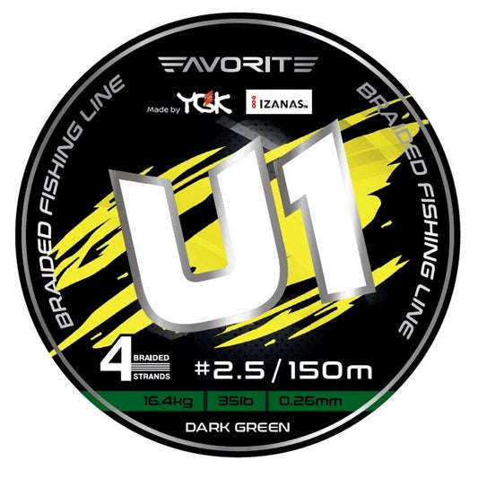 Tresse FAVORITE U1 Dark Green – 150 m | 0,121 mm – 3,0 kg – Ultra finesse & discrétion